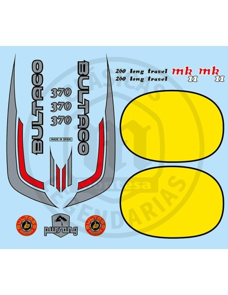 Complete set of stickers or anagrams Pursang MK11 370cc