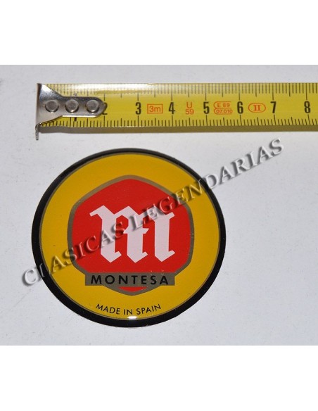 Anagrama deposito logo Montesa gota de resina 54 mm de dia.