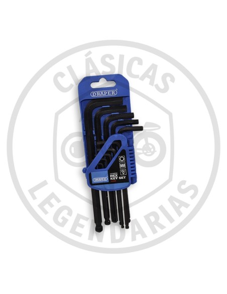 Juego 10 llaves macho 6 caras largo. Ref.: BR01004