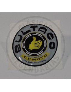 Emblema adhesivo Logo Bultaco para depositos gris y negro, en resina