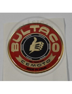 Emblema adhesivo Logo Bultaco para depositos en Oro y Rojo, en resina