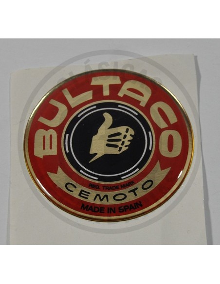 Adhesive emblem Logo Bultaco for deposits in Gold and Red, in resin