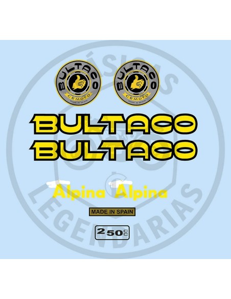 Complete set of Bultaco Alpina 250 stickers Ref.BU11520001