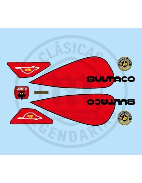 Juego Completo pegatinas adhesivas Bultaco Lobito MK7 Roja