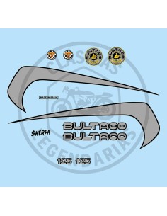 Bultaco Sherpa T125 adhesive anagrams kit from 1975 ref.BU18420003