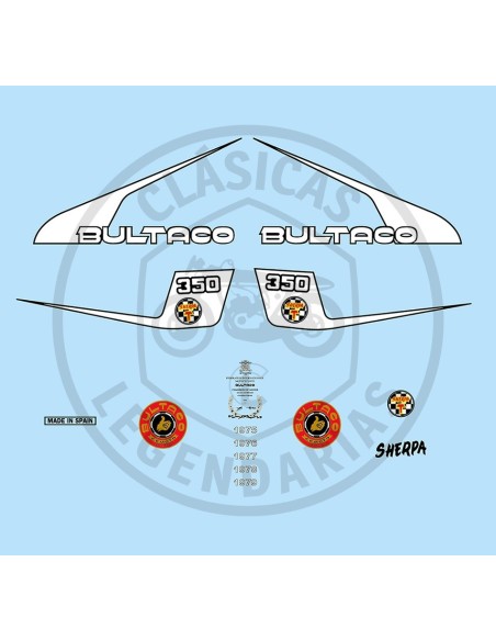 Kit anagramas Bultaco Sherpa T 350 mod.199B Ref.BU199B20001
