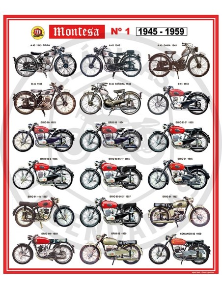Poster motos Montesa Nº1 de 1945 a 1959 ref.MG10001