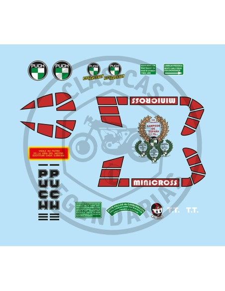 Anagramas adhesivos Puch Minicross Amarilla Kit ref.PU020021