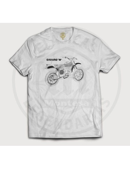 Camiseta manga corta Montesa Enduro H en blanco, algodón 100%