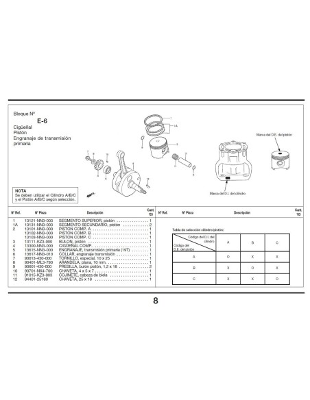 Piston Montesa Cota 315 A ref.S3-13101-NN3-000