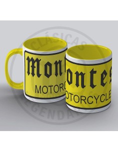 Taza cerámica Montesa motorcycles, asa i interior amarillo