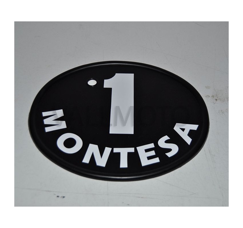 Black front number plate with Montesa logo