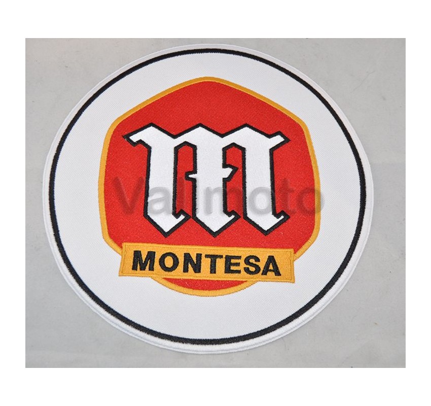 Parche Bordado logo Montesa blanco 24 cm. con thermoadhesivo