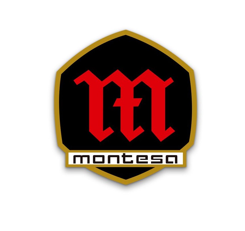 Anagrama logotipo escudo Montesa oro, negro y rojo Ref. AML-01020