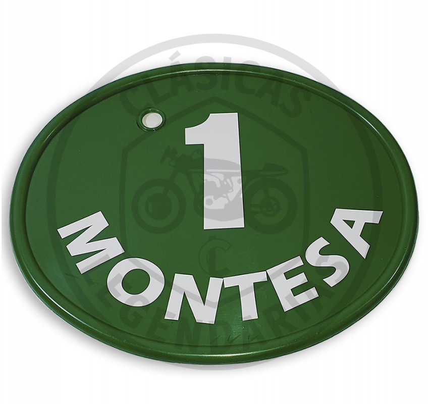 Placa Porta números Frontal Verd amb logotip Montesa