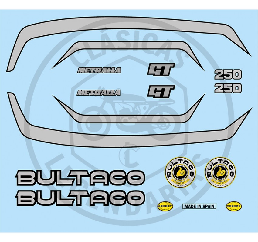 Kit anagrames adhesius Bultaco Metralla GT 250cc