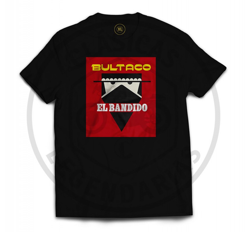 Short sleeve t-shirt with Bultaco El Bandido design