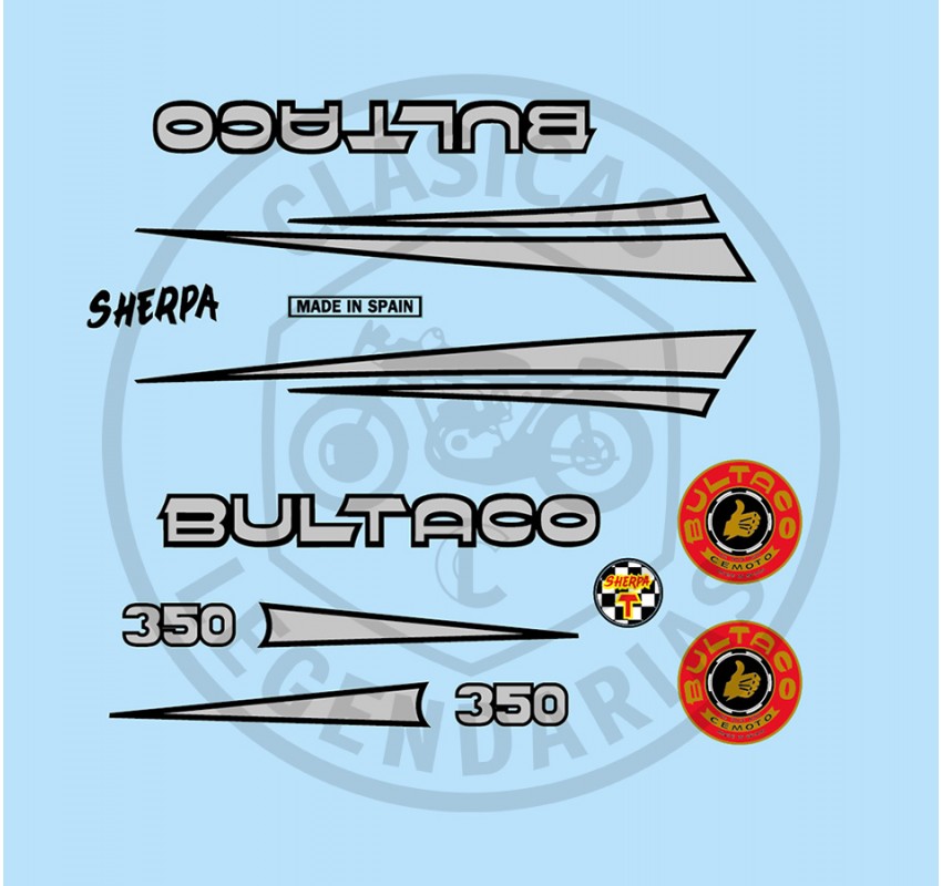 Bultaco Sherpa T 350 adhesive anagrams kit mod.199A