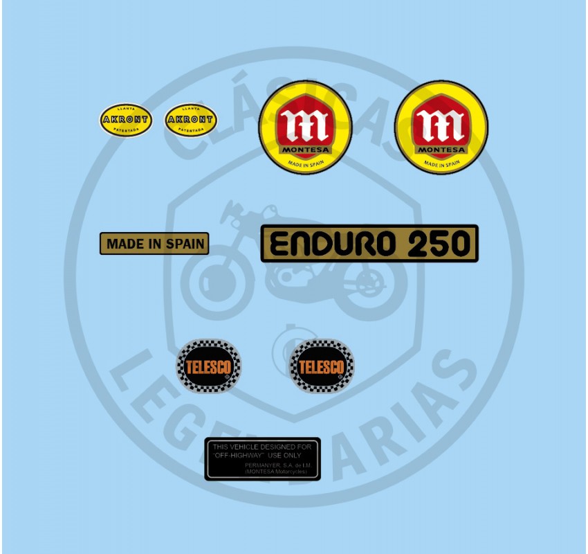 Montesa Enduro 250 K adhesive anagrams from 1976 ref.662044601