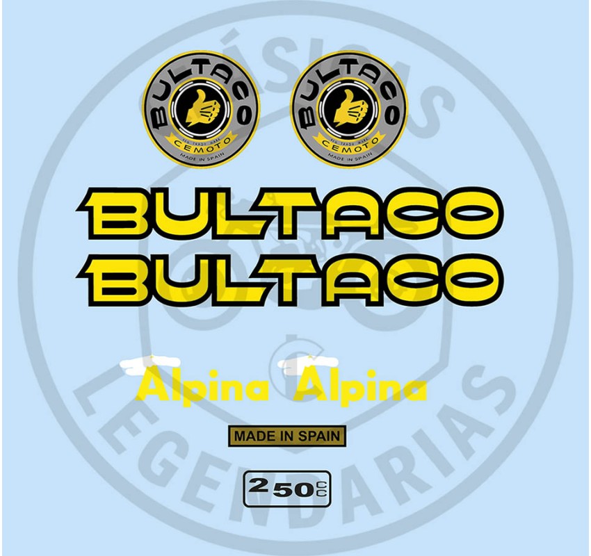 Complete set of Bultaco Alpina 250 stickers Ref.BU11520001