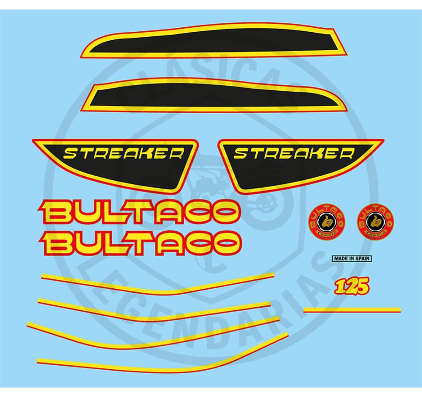 Anagramas adhesivos Bultaco Streaker blanca 1979-1984 125cc Ref.BU20420006