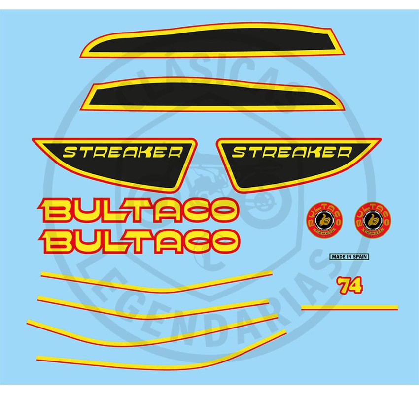 Anagramas adhesivos Bultaco Streaker blanca 1979-1984 74cc Ref.BU20420005