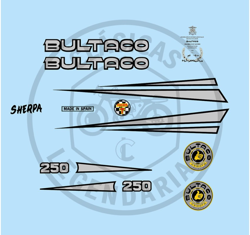 Kit Anagramas adhesivos Bultaco Sherpa T 250 mod.198 Ref.BU19820001