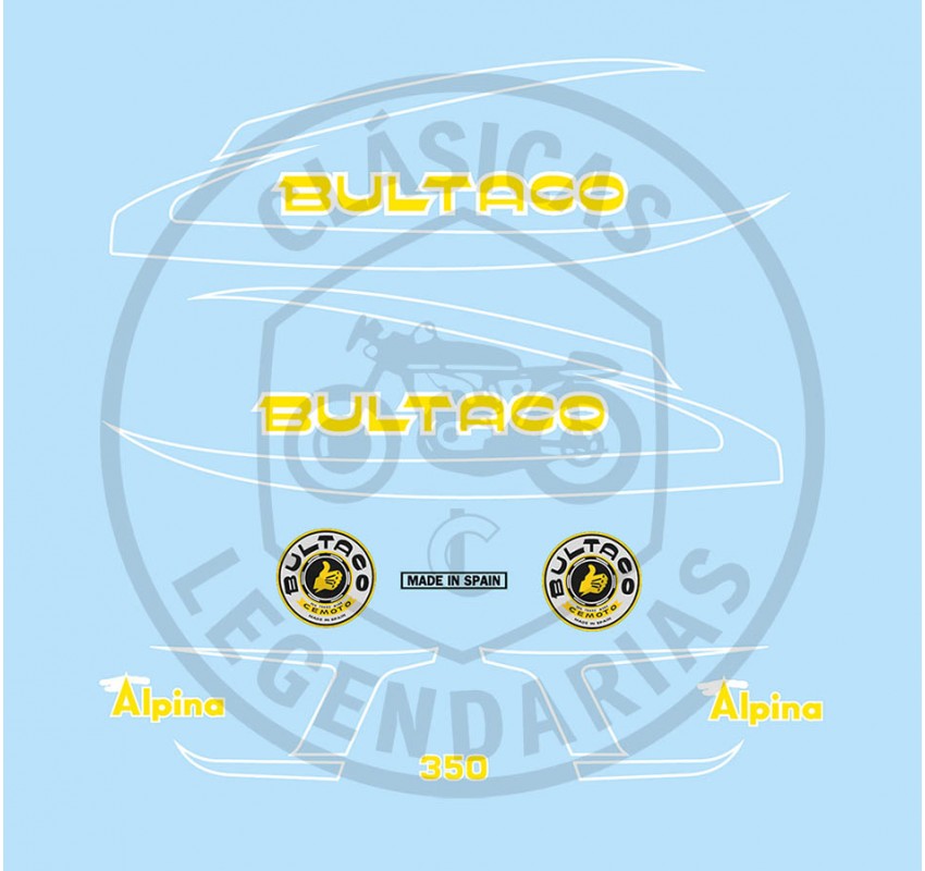 Kit Complet anagrames adhesius Bultaco Alpina 350 mod.213 REF.BU21310001