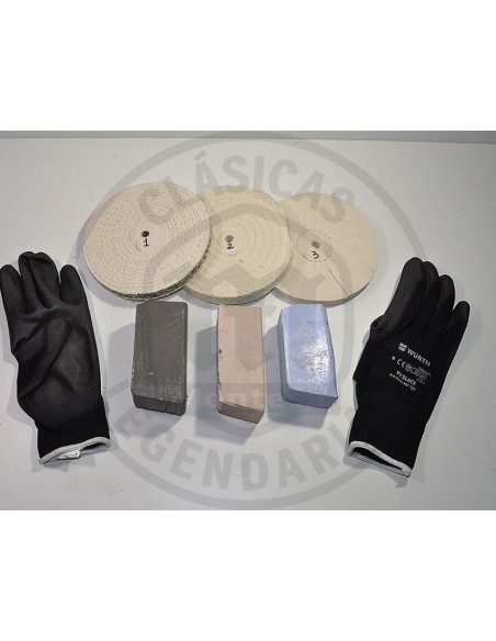 kit de discos y pasta de pulido profesional para metal.