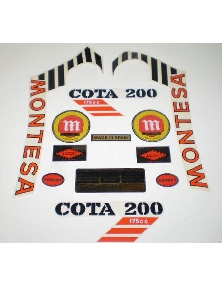 kit d'anagrames adhesius per a moto Montesa Cota 200 dipòsit blanc