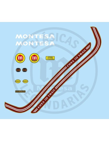 juego completo de adhesivos Montesa Cota 123 trail de 1976