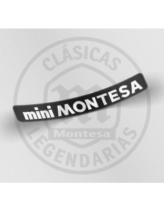 MiniMontesa adhesive anagram, black background, white letters