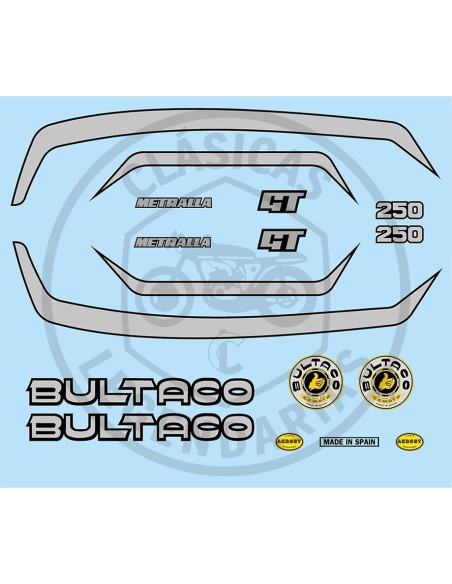 Kit anagramas adhesivos Bultaco Metralla GT Ref.14202001