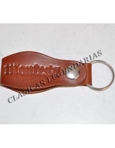 Llavero piel autentica marrón logo Montesa Ref.1490