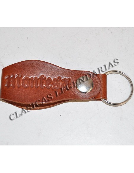 Llavero piel autentica marrón logo Montesa Ref.1490